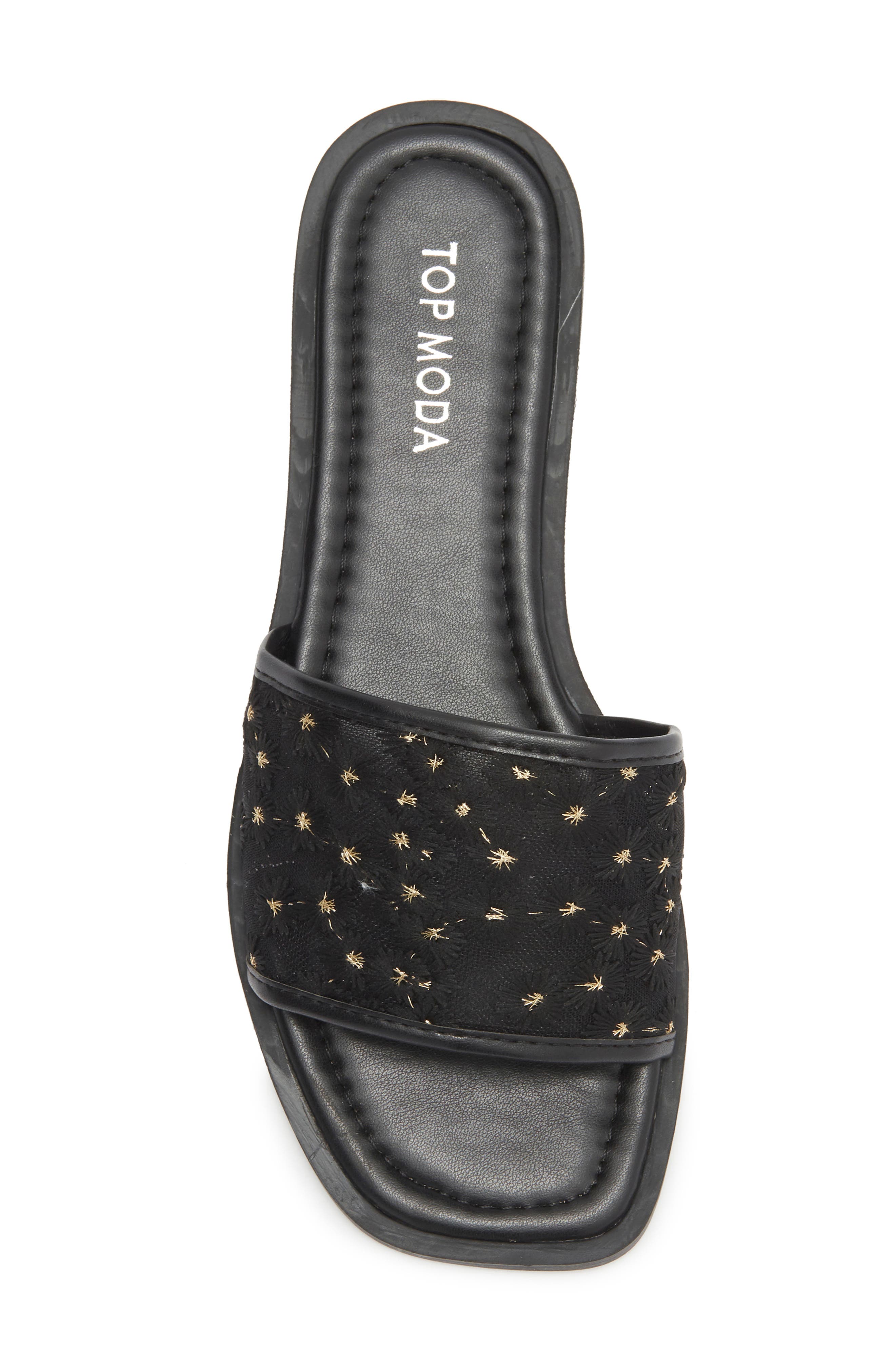 TOP MODA Zita Slide Sandal, Alternate, color, Black Pu