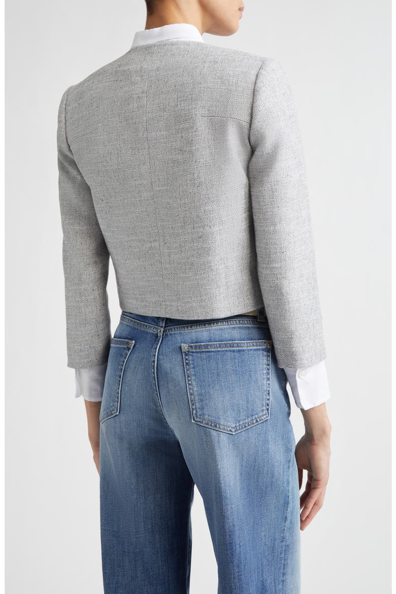 Cotton Blend Crop Jacket, Alternate, color, LIGHT MELANGE GREY