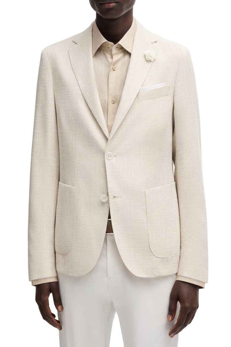 Hanry Slim Fit Slub Wool & Cotton Blend Sport Coat, Main, color, OPEN WHITE