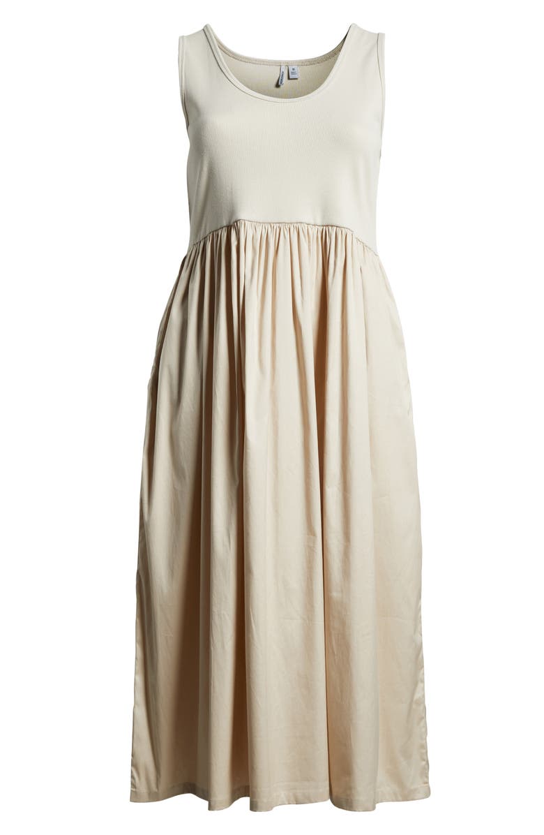 Nordstrom Mixed Media Stretch Cotton Tank Maxi Dress, Alternate, color, Beige Scroll