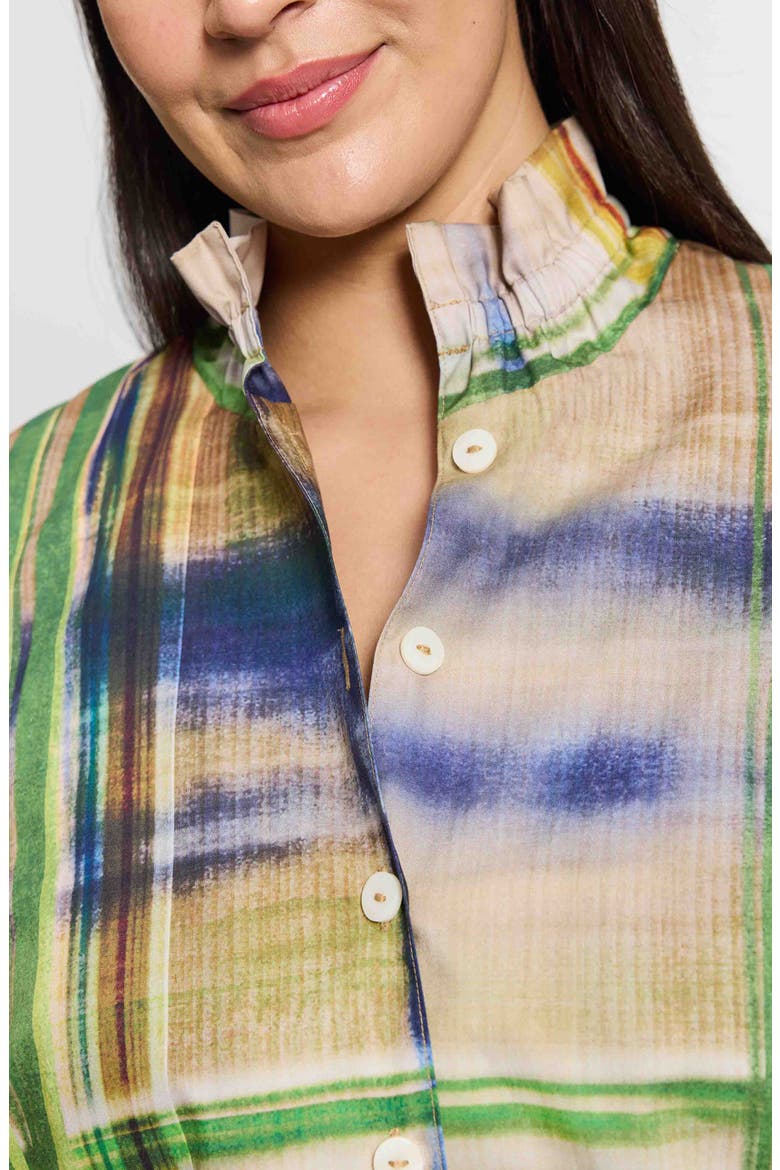 Carolina Painterly Stripe Cotton Button-Up Shirt, Alternate, color, BLUE MULTI