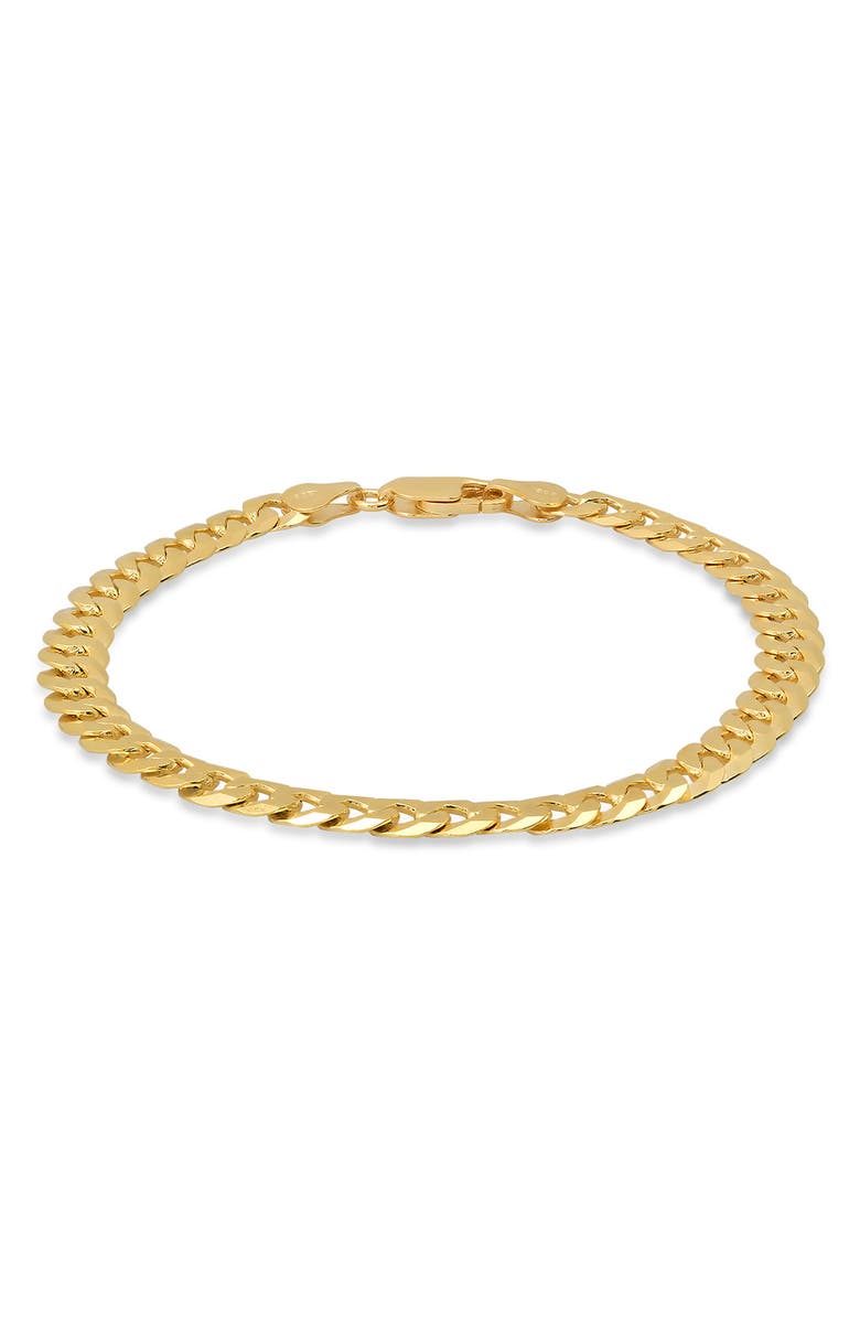 HMY JEWELRY 14K Gold Plate Sterling Silver Chain Bracelet, Alternate, color, Gold