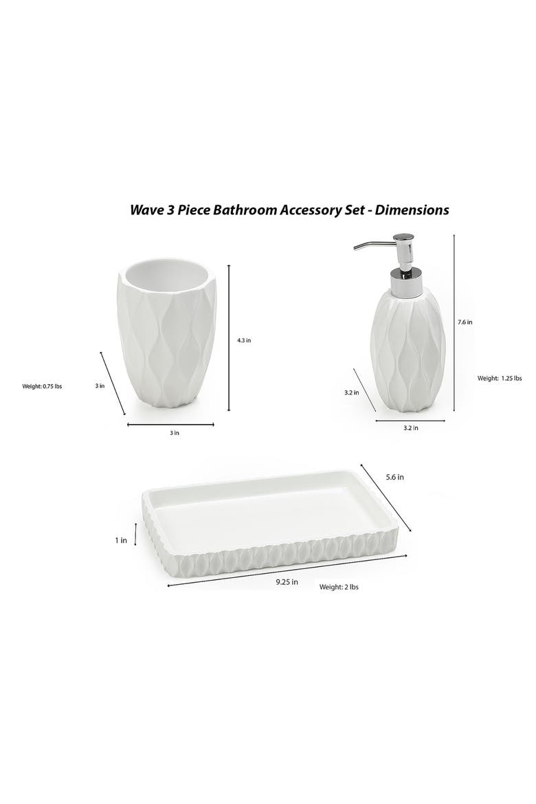 Wave 3-Piece Bathroom Set, Alternate, color, WHITE
