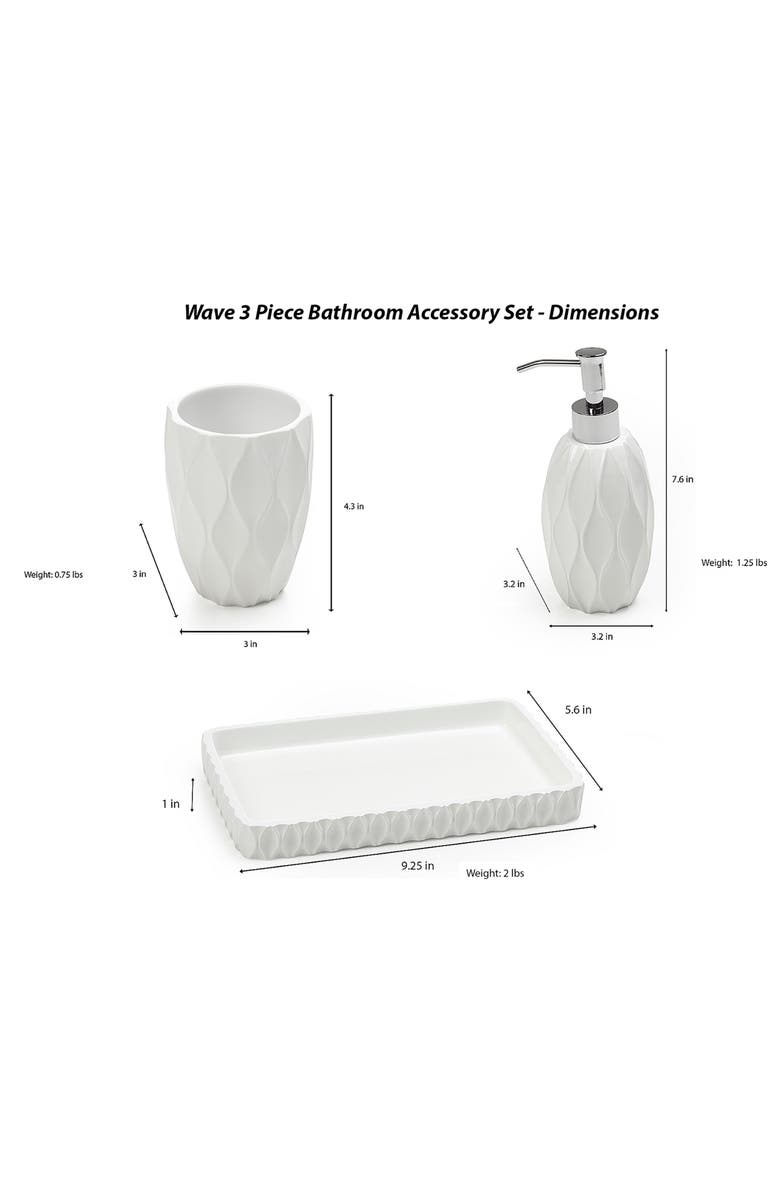ROSELLI TRADING COMPANY Wave 3-Piece Bathroom Set, Alternate, color, White