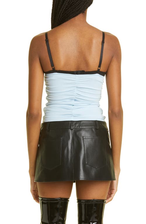 Shop Miaou Renzo Ruched Mesh Tube Top In Baby Blue