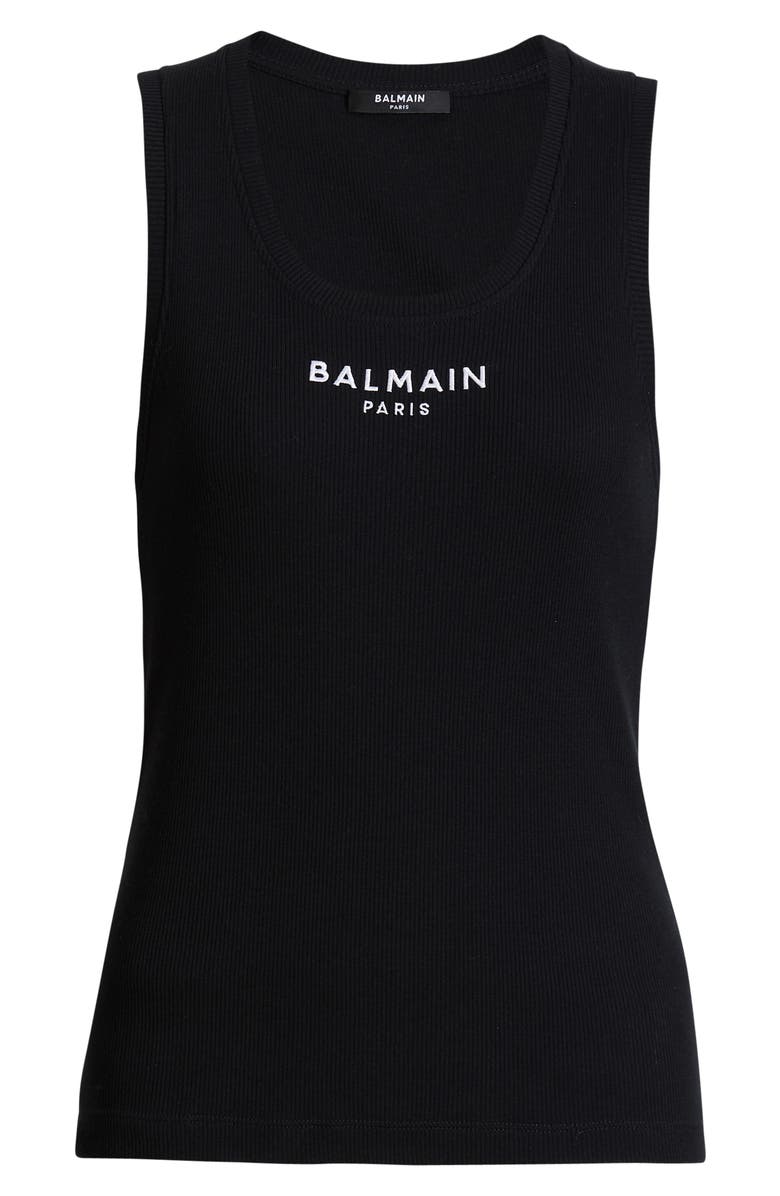 Balmain Paris embroidered vest top, Alternate, color, Black
