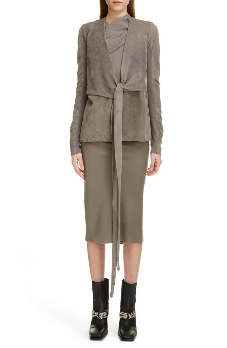 Rick Owens Asymmetrical Wool Midi Dress, Alternate, color,