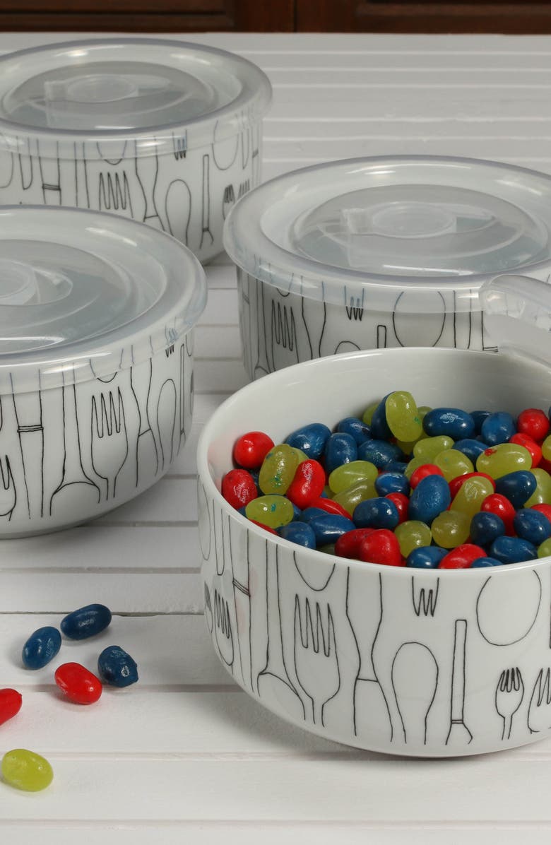 BIA Cordon Bleu Set of 4 Small Storage Bowls with Lids, Alternate, color, White