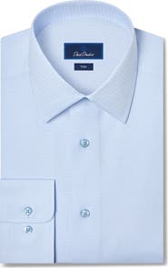 David Donahue Trim Fit Dobby Cotton Dress Shirt