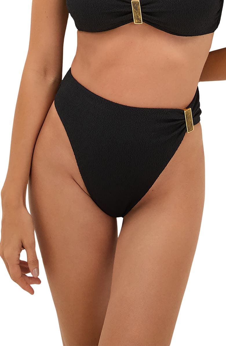 ViX Paula Hermanny Firenze Blake Gigi High Waist Bikini Bottoms, Main, color, Black
