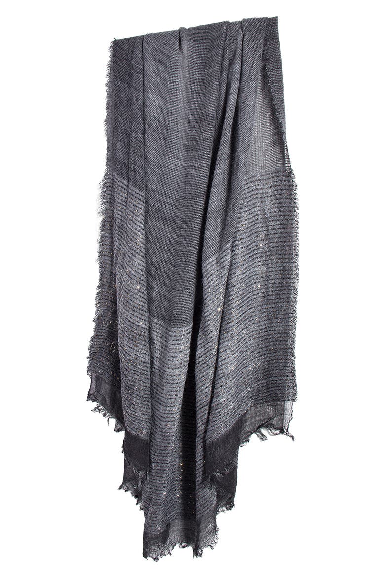 Raven Sequin Embellished Wrap Scarf, Main, color, CHARCOAL