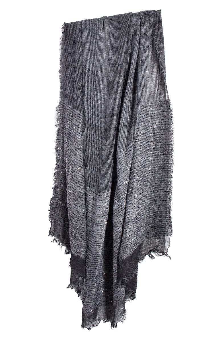 SAACHI Raven Sequin Embellished Wrap Scarf, Main, color, Charcoal