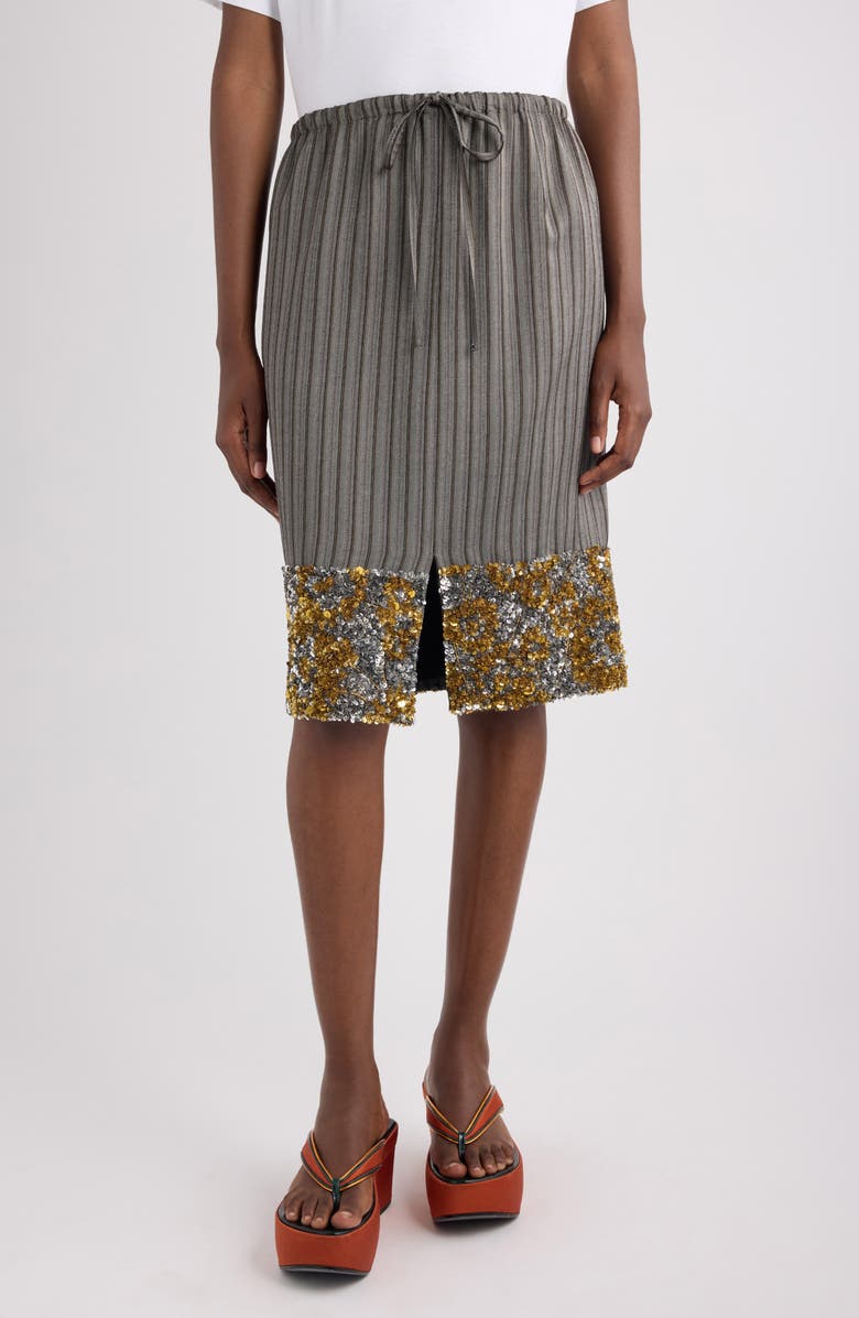 Dries Van Noten Scotts Pinstripe Sequin Skirt, Main, color, Grey