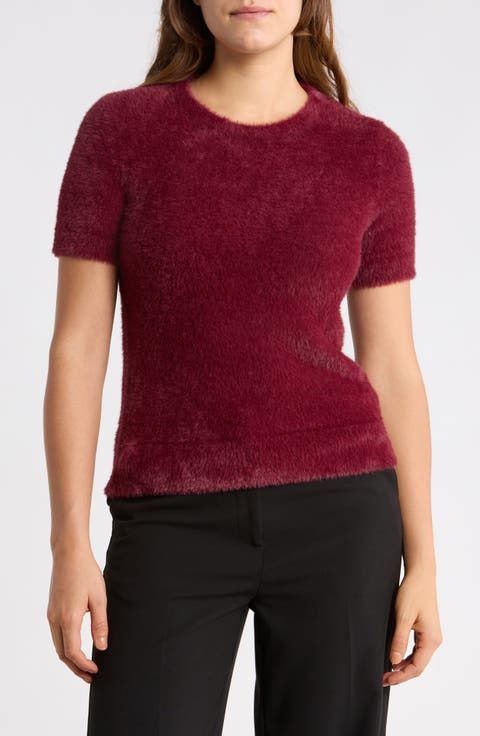 Short Sleeve Eyelash Sweater