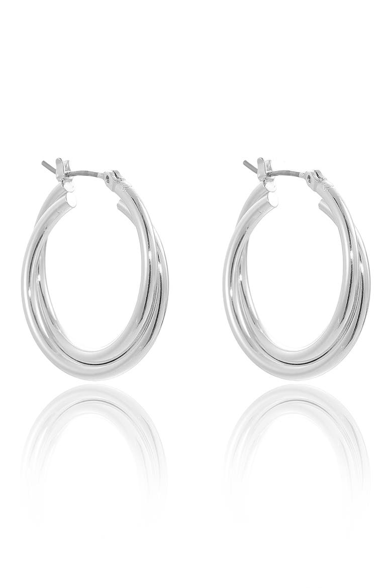 Twisted Tube Hoop Earrings, Alternate, color, SILVER