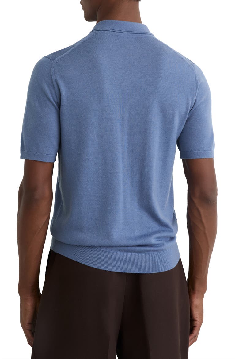 Duchie Short Sleeve Wool Polo Sweater, Alternate, color, NORDIC BLUE