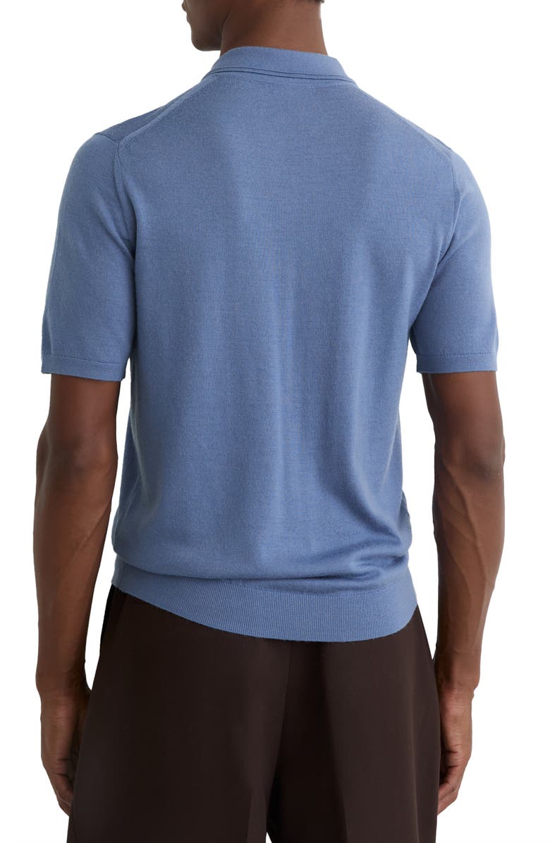Reiss Duchie Short Sleeve Wool Polo Sweater, Alternate, color, Nordic Blue