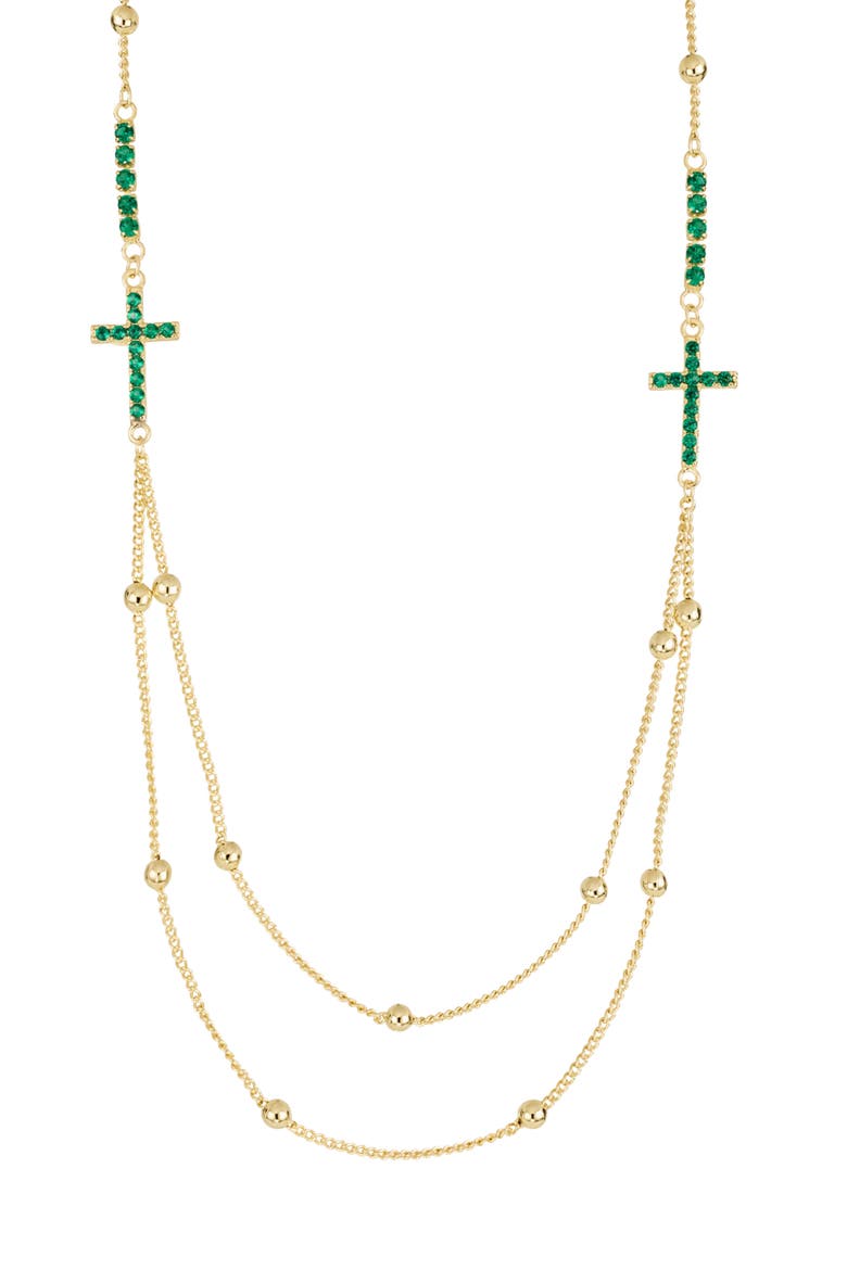 Pavé Cross Layered Station Necklace video