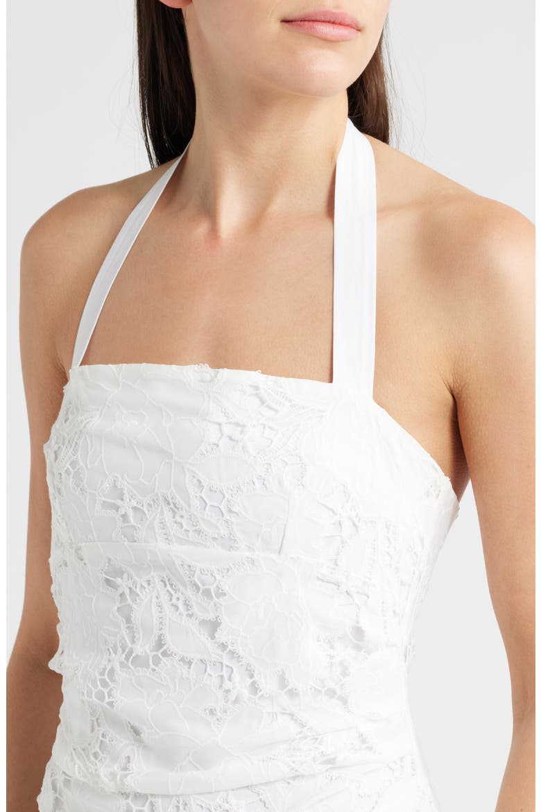Galina Eyelet Lace Halter Cocktail Dress, Alternate, color, WHITE