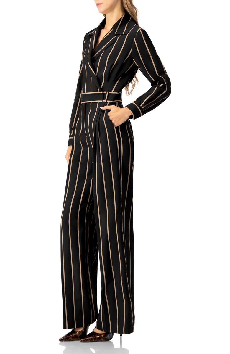 IVONNE Striped Jumpsuit with Side Pockets, Alternate, color, Black