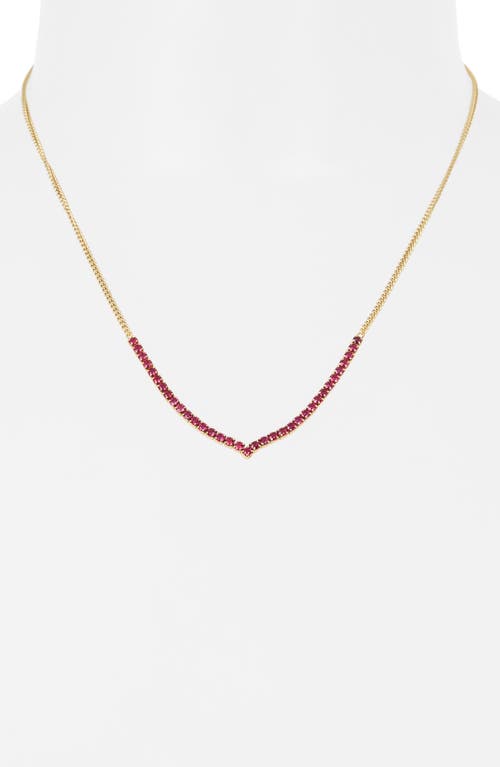 Meshmerise Colorful Crystal V-front Chain Necklace In Yellow/red
