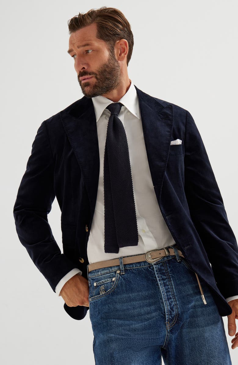 Brunello Cucinelli Deconstructed blazer, Alternate, color, Navy Blue