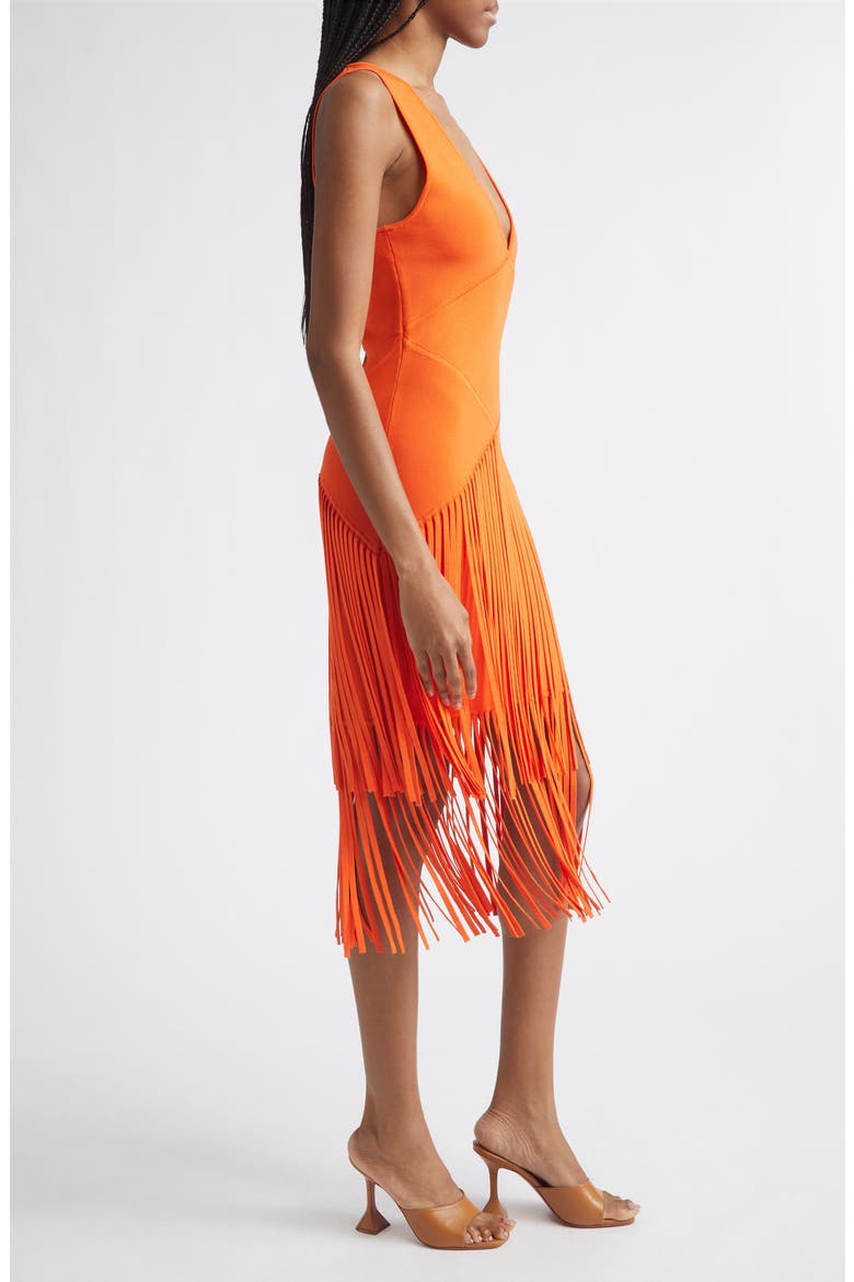Patricia Seamed Fringe Hem Midi Dress, Alternate, color, FLAME