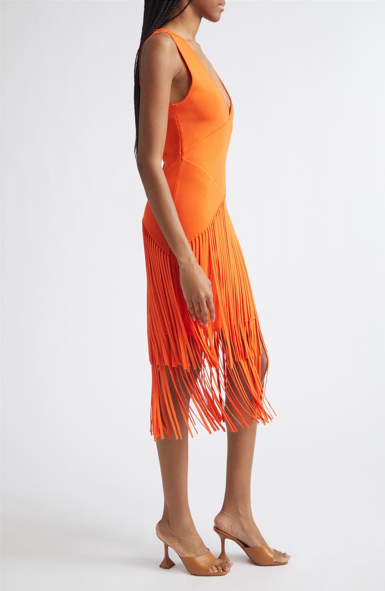 Toccin Patricia Seamed Fringe Hem Midi Dress, Alternate, color, 