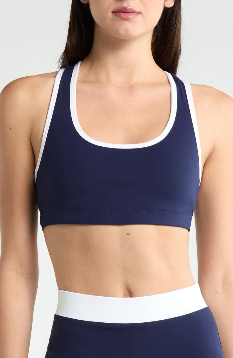 Year of Ours Sport Court Racerback Sports Bra, Main, color, Navy/White