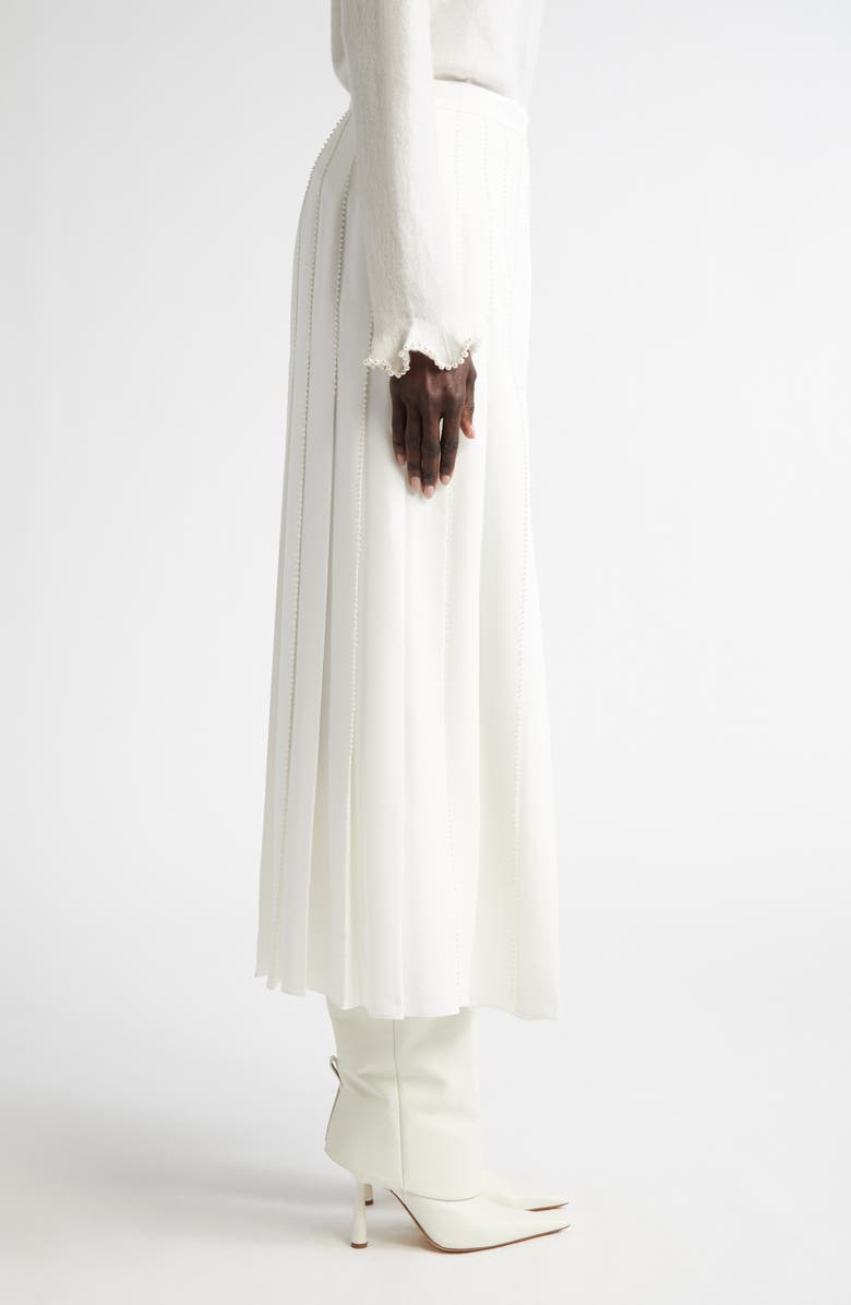 Lafayette 148 New York Hand Beaded Faux Pearl Pleated Georgette Midi Skirt, Alternate, color,