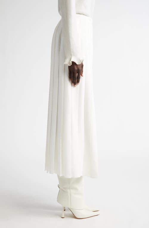 Lafayette 148 New York Hand Beaded Faux Pearl Pleated Georgette Midi Skirt In Cloud