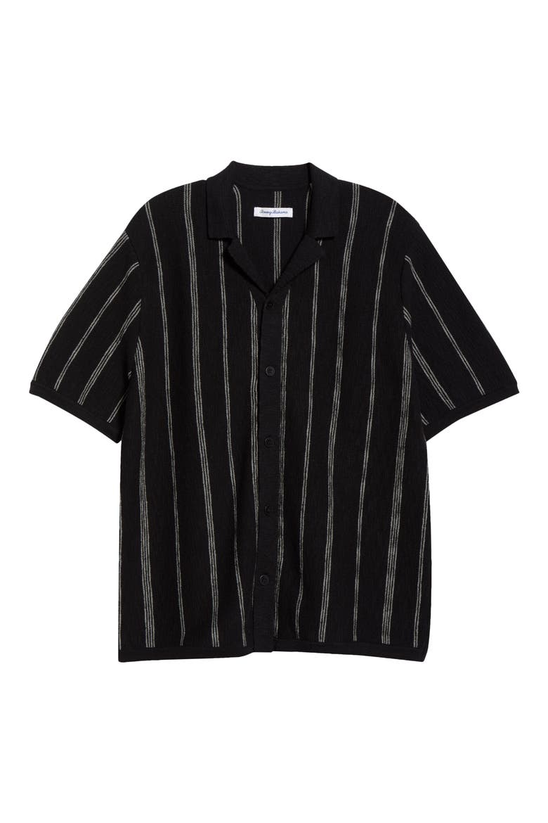 Santa Cruz Stripe Camp Shirt, Alternate, color, BLACK