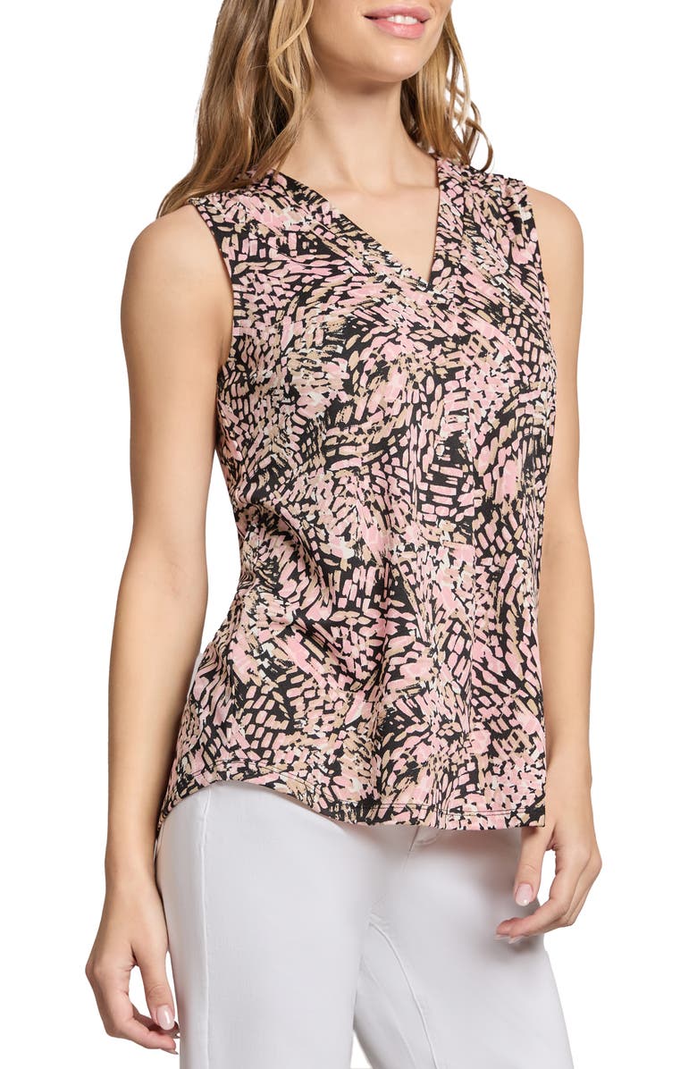 Jones New York Abstract Print Stretch Crepe Sleeveless Top, Alternate, color, 