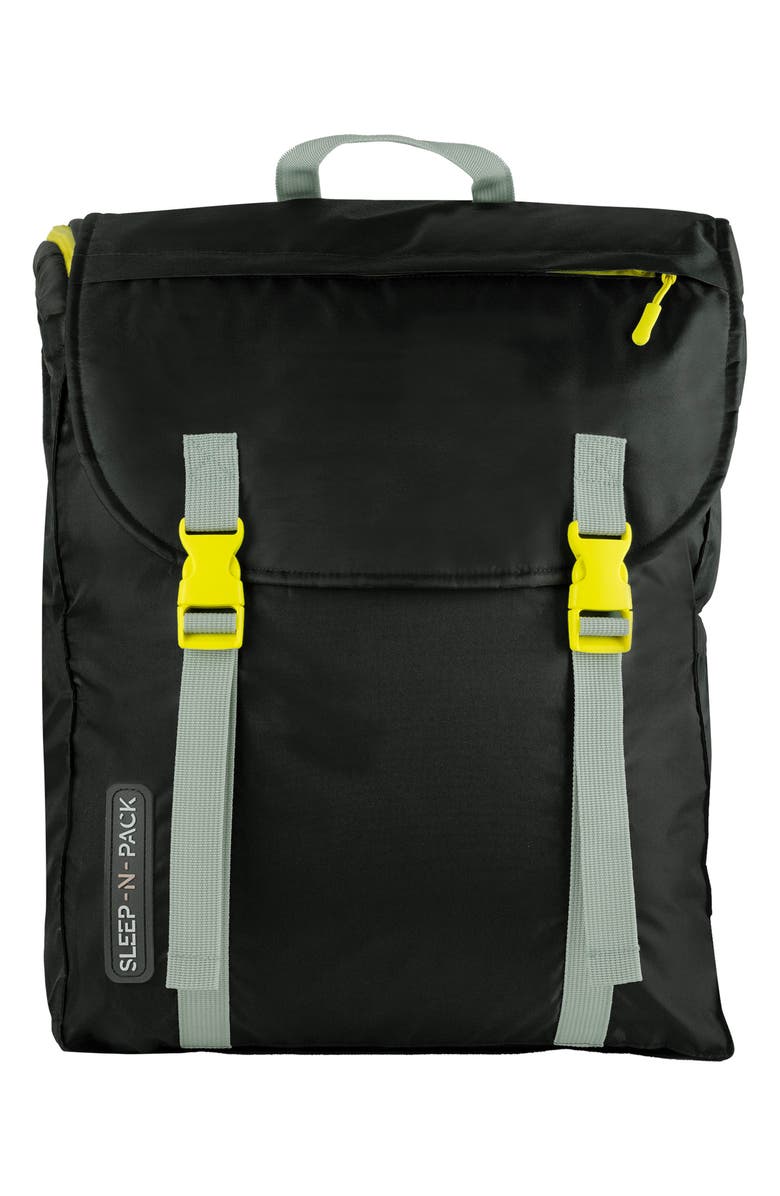 mimish Kids' Sleep-n-Pack Faux Shearling Lined Sleeping Bag Backpack, Main, color, Charcoal