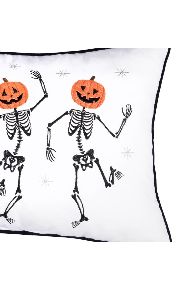 Pumpkin Skeletion Trio Halloween Lumbar Accent Pillow, Alternate, color, Orange