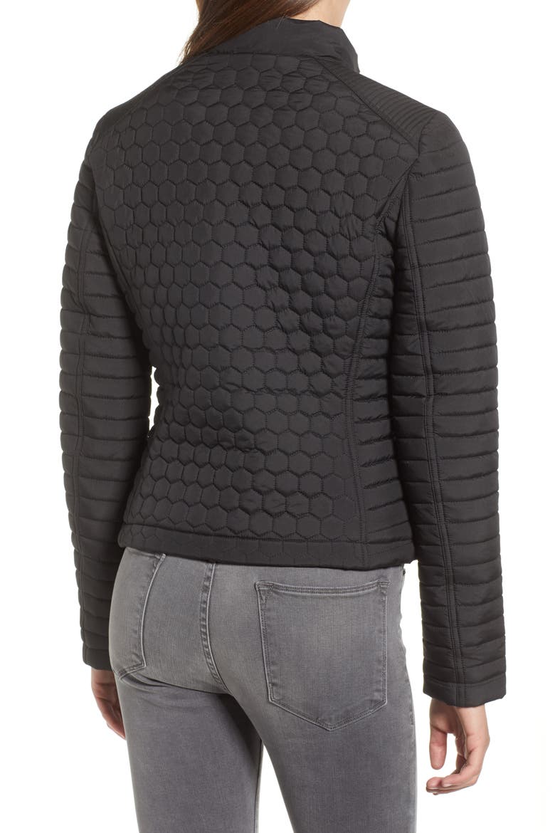 Honeycomb Quilted Moto Jacket, Alternate, color, BLACK