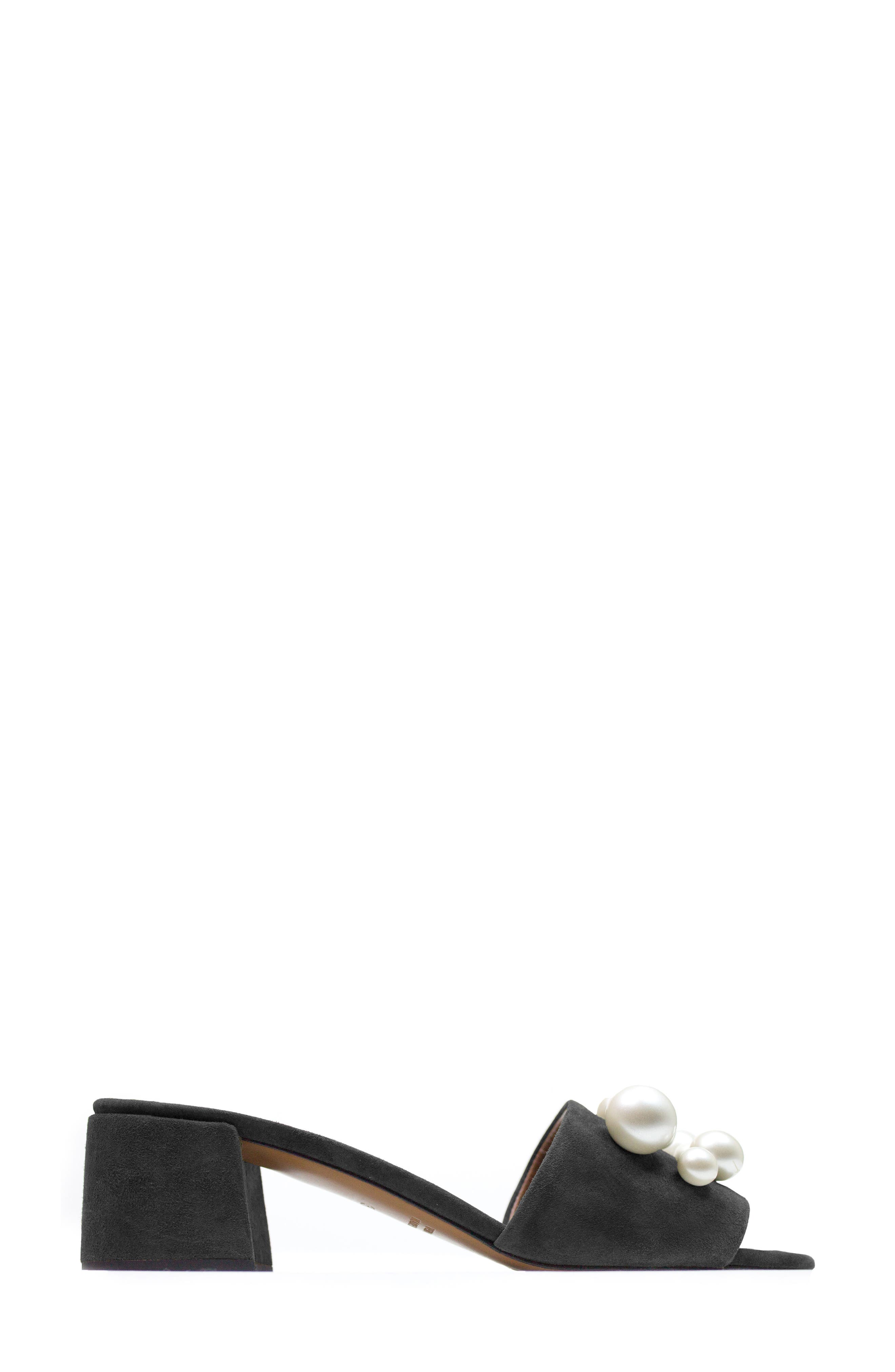 Ariella Beaded Slide Mule, Alternate, color, BLACK SUEDE