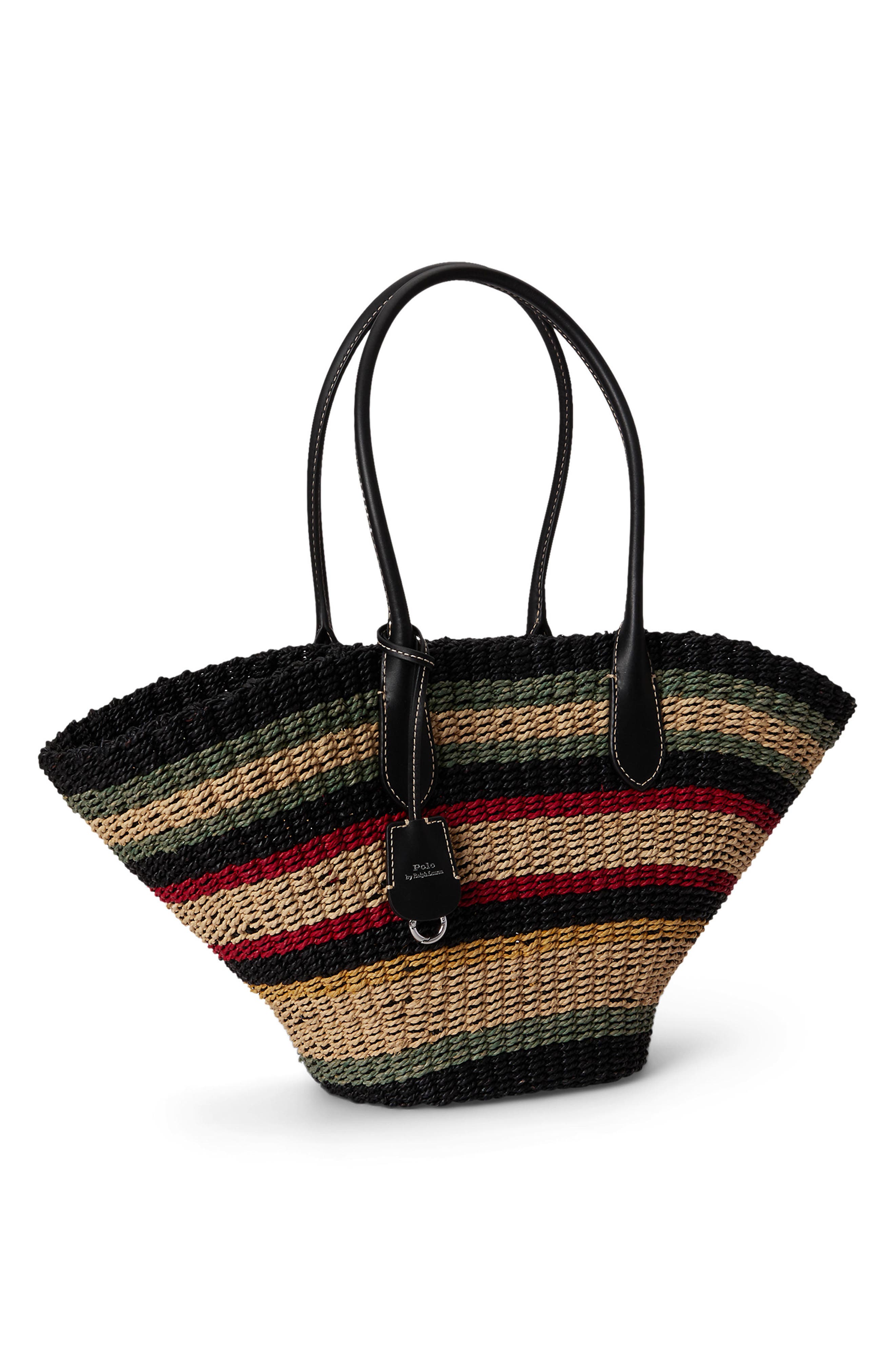 Polo Ralph Lauren Bellport Stripe Raffia Basket Tote, Alternate, color, Multi Stripe