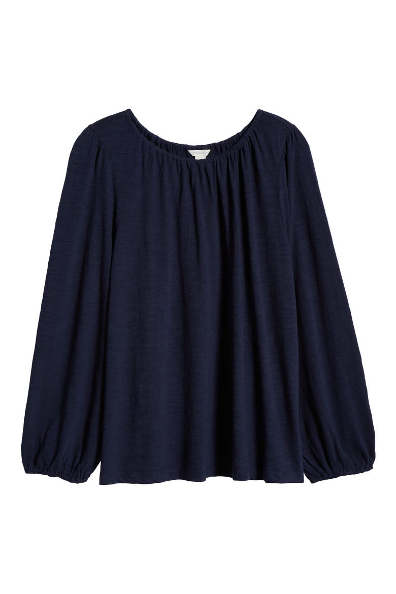 Gathered Neck Top, Alternate, color, NAVY BLAZER