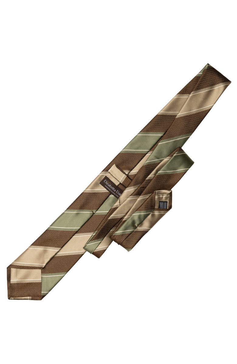 Elizabetta Ferrari - Silk Jacquard Tie for Men, Alternate, color, Green And Brown
