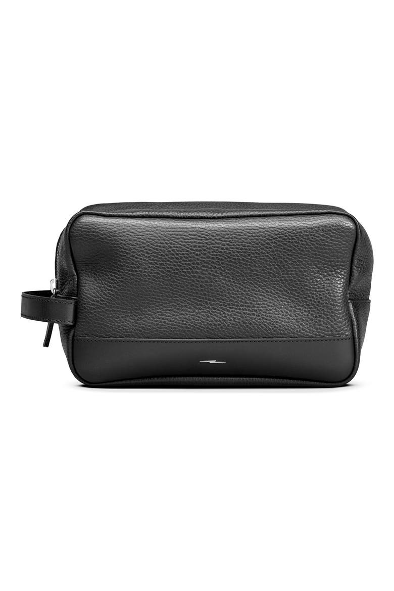 Leather Travel Kit, Main, color, BLACK