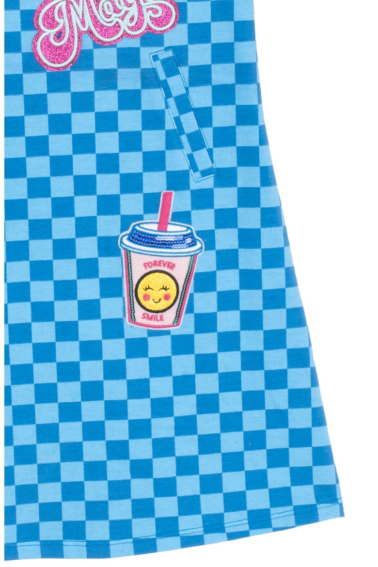 Kids' Checkered Knit Appliqué Dress, Alternate, color, BLUE