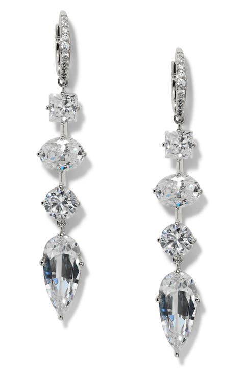 Lucia Cubic Zirconia Linear Drop Earrings