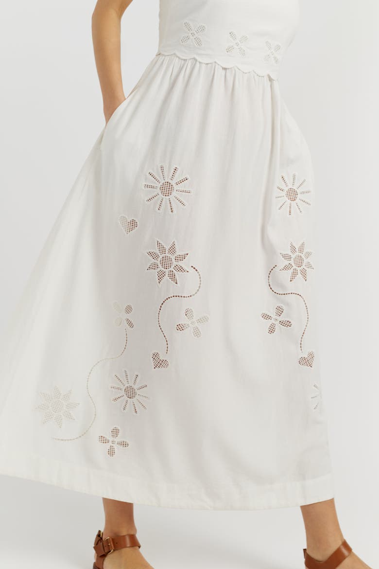 Sienna Linen-Blend Broderie Summer Dress, Alternate, color, Cream