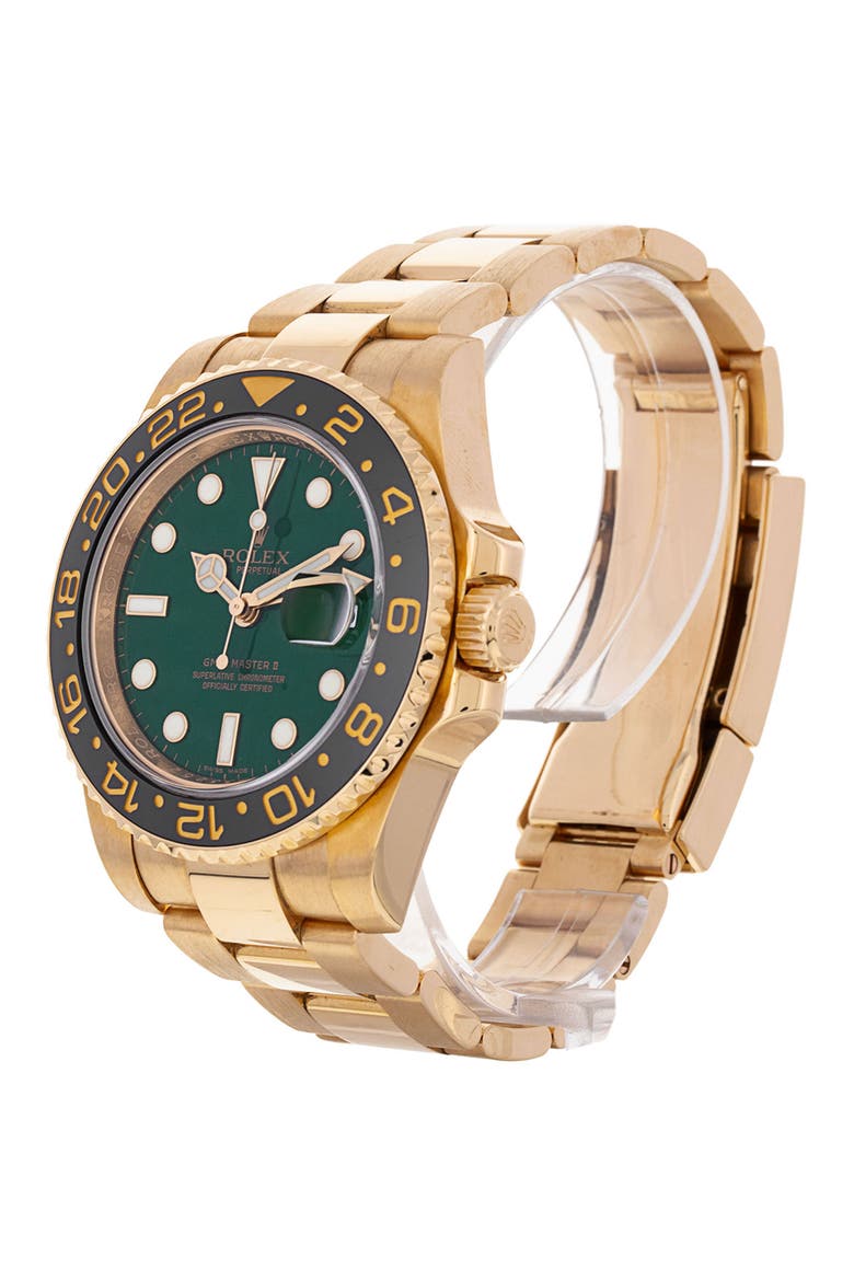 Rolex Preowned GMT Master II Bracelet Watch, 40mm, Alternate, color, GREEN/ GOLD