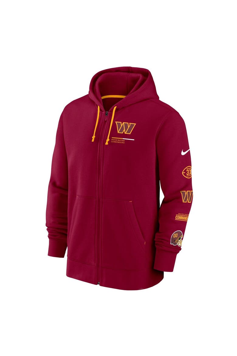 Men's Nike Burgundy Washington Commanders Surrey Full-Zip Hoodie, Alternate, color, Burgundy