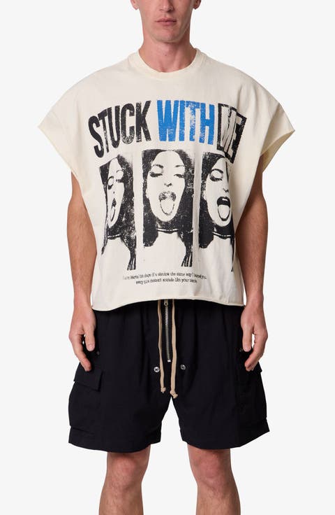 Stuck with Me Distressed Graphic Cutoff T-Shirt