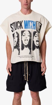 mnml Stuck with Me Distressed Graphic Cutoff T-Shirt