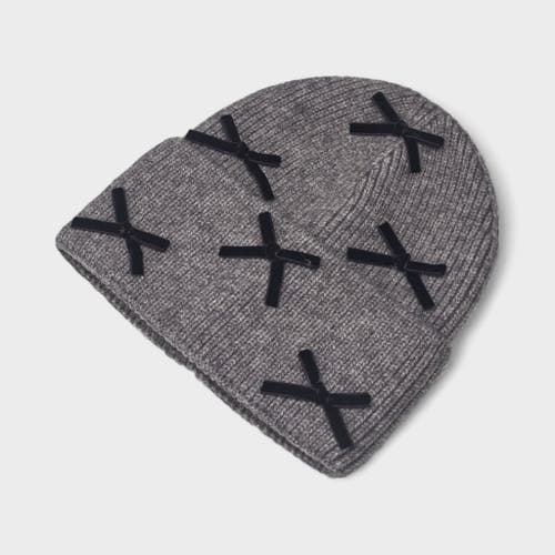 A Little Obsessed Multi Bow Knit Beanie In Gray