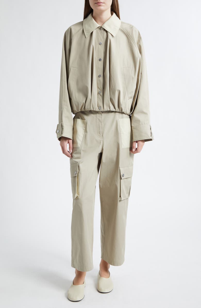 3.1 Phillip Lim Snap Front Cotton Blouson Bomber Jacket, Alternate, color, Khaki-Birch